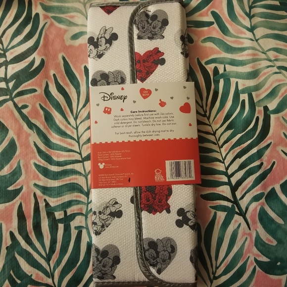 Disney Mickey Minnie Mouse Hearts Cute Dish Kitchen Drying Mat Valentines NWT - Picture 3 of 5